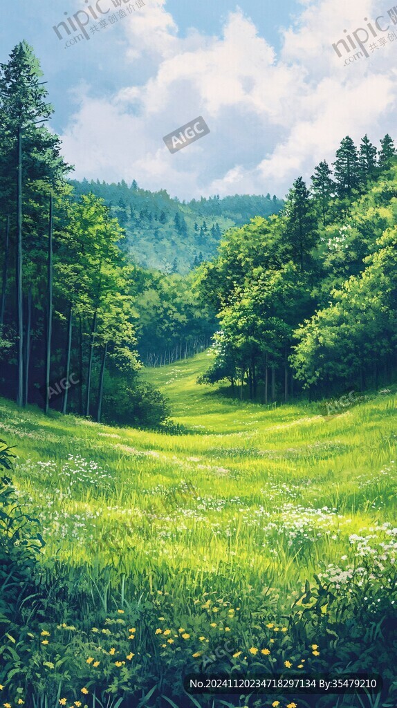 绿色治愈系森林草地