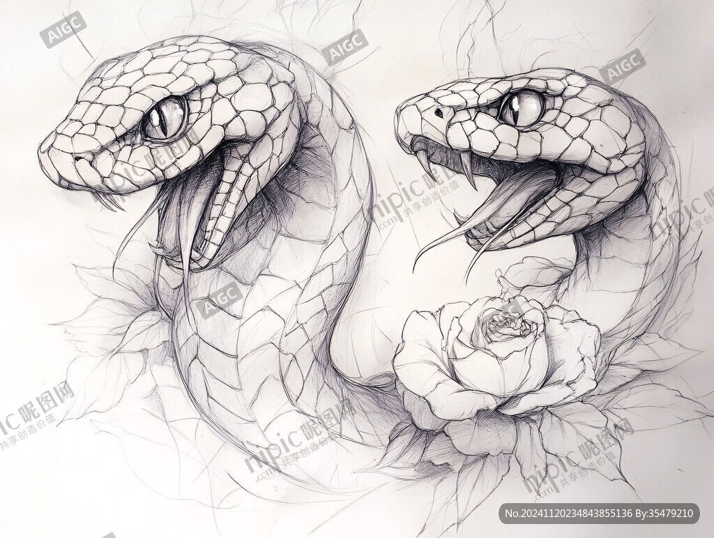 2条蛇插画