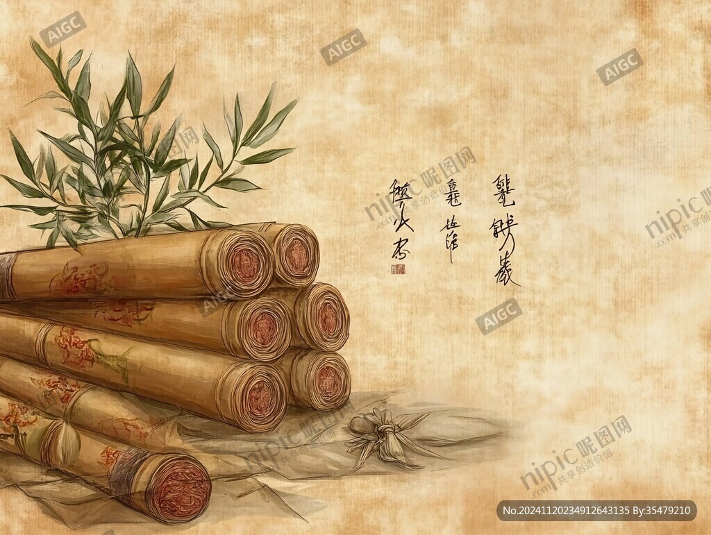竹筒鸡意境画