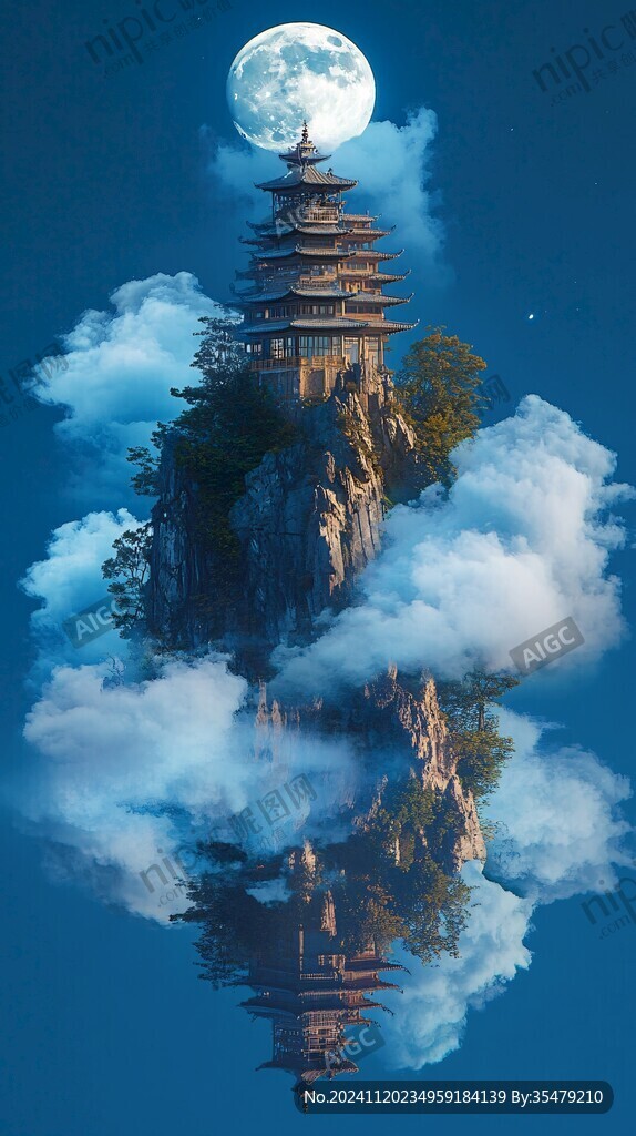 3d云海悬浮小岛