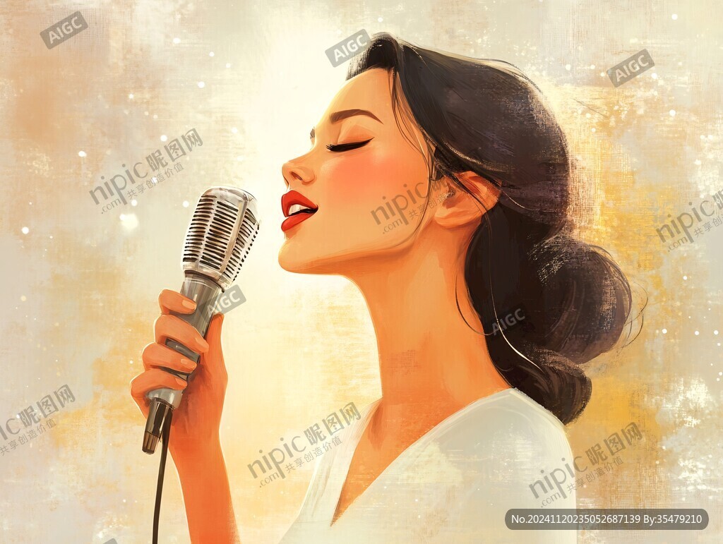 女歌手插画