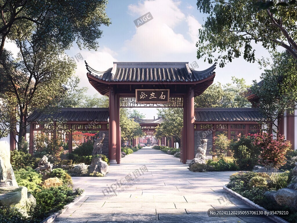手绘状元府门
