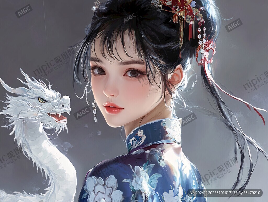 古风美女头像插画封面
