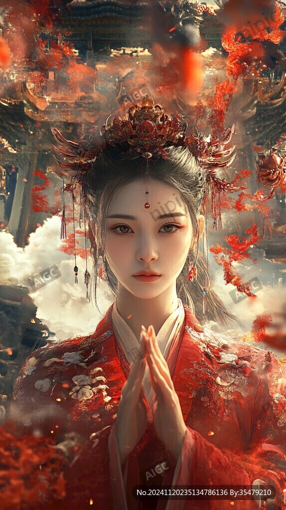 红衣少女设计古风