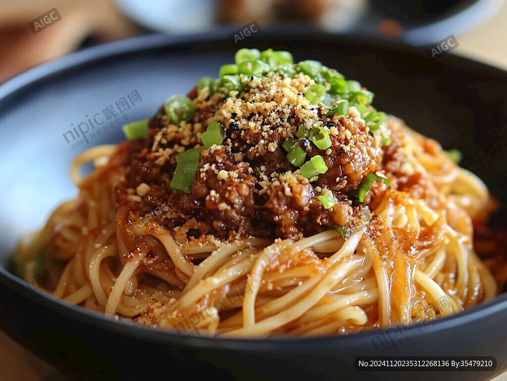 肉酱拌面特写