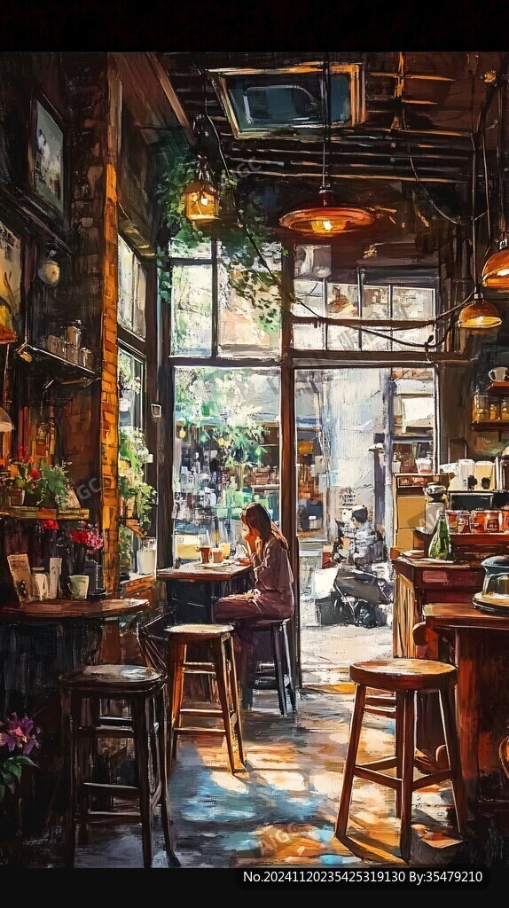 咖啡店油画