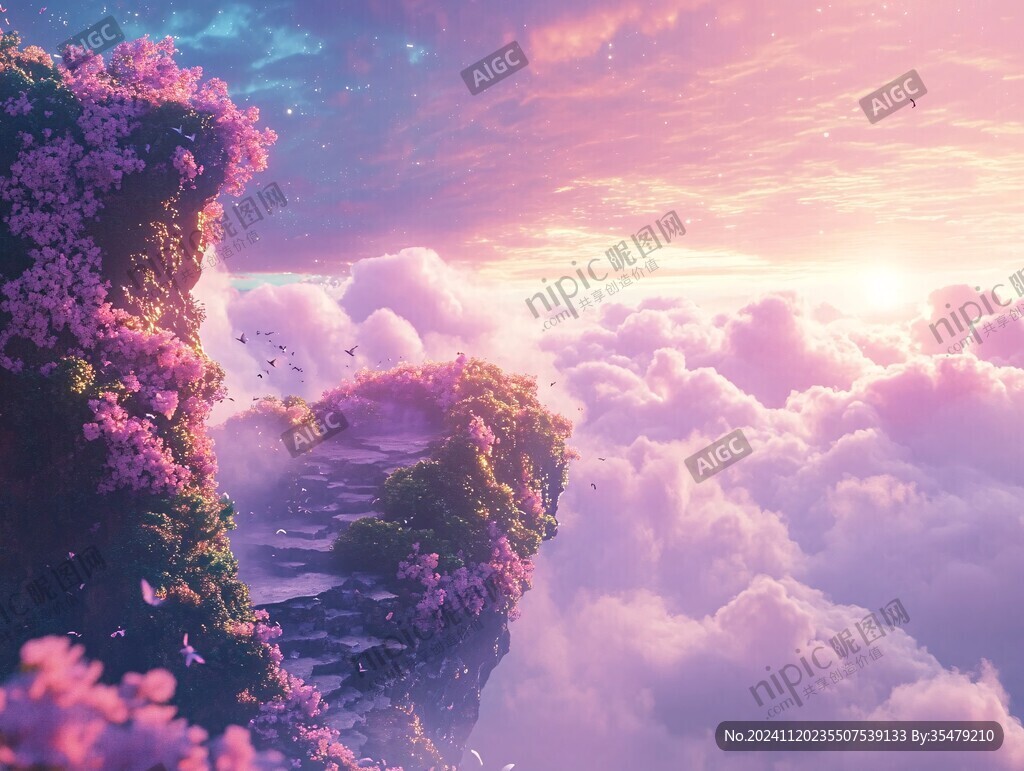 3d云海悬浮小岛