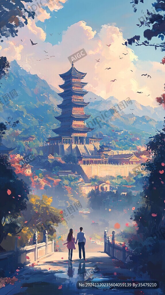 飞英塔插画