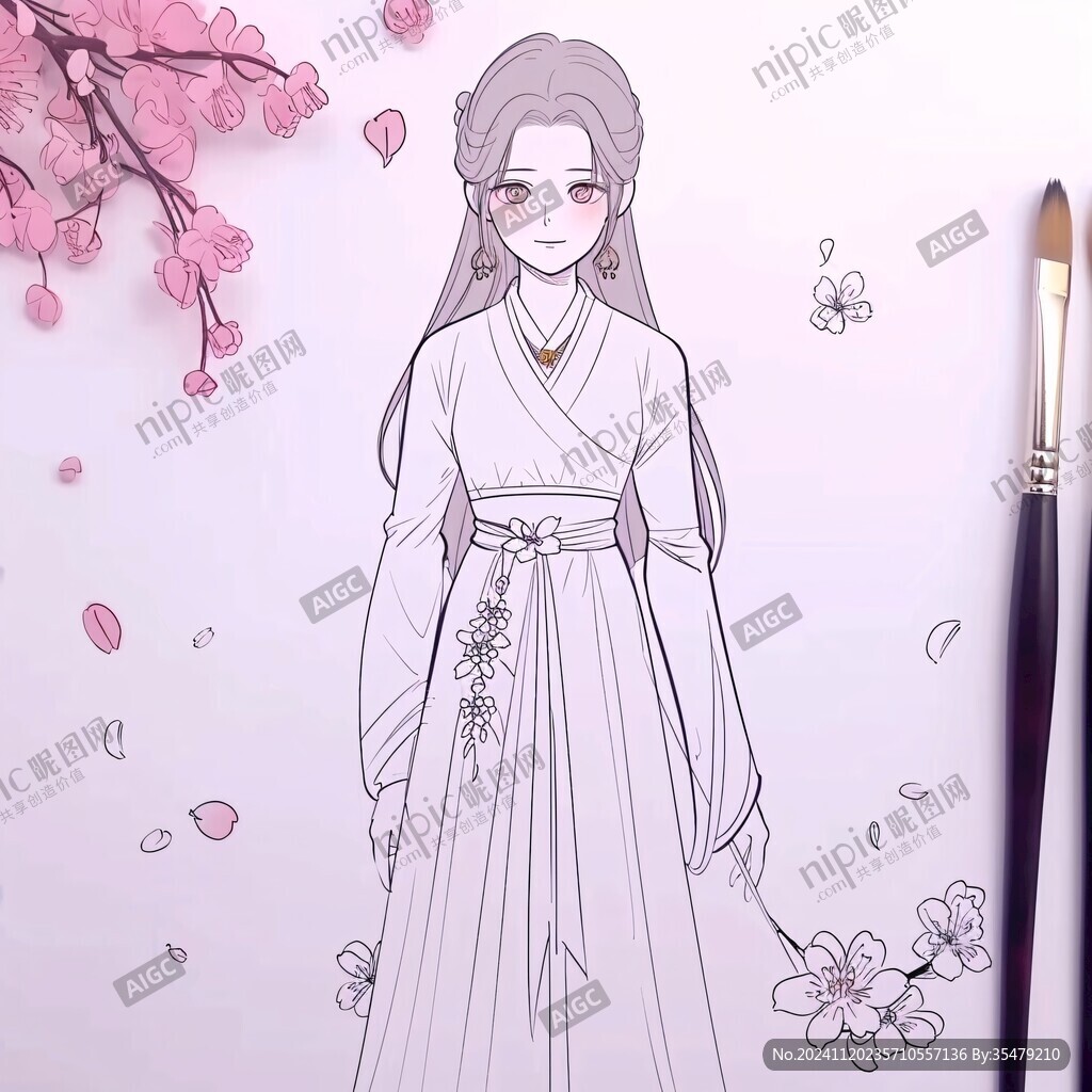 汉服女孩手绘