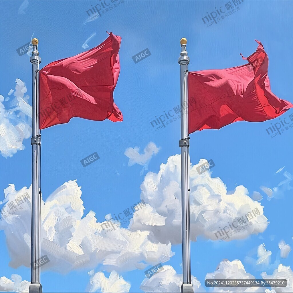红色旗飘扬