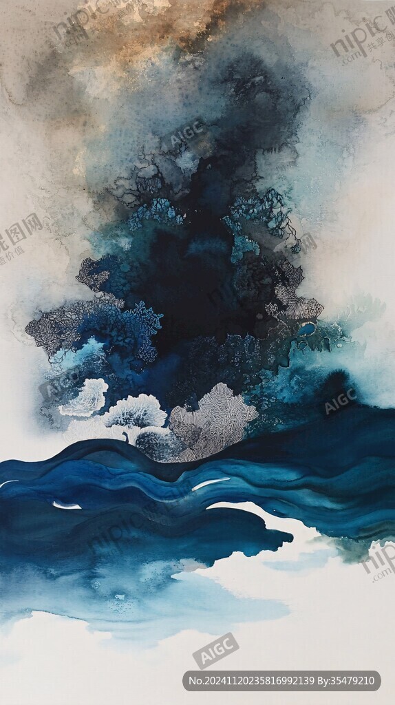 禅意抽象晕染绘画
