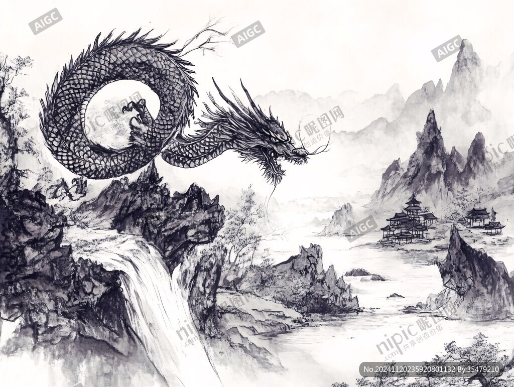 水墨龙背景