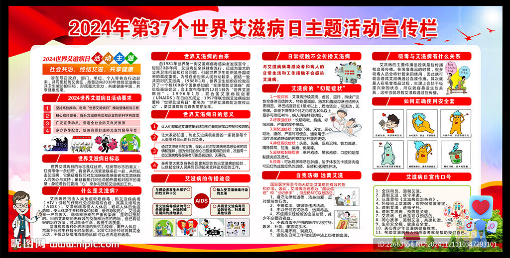 2024世界艾滋病日展板宣传栏
