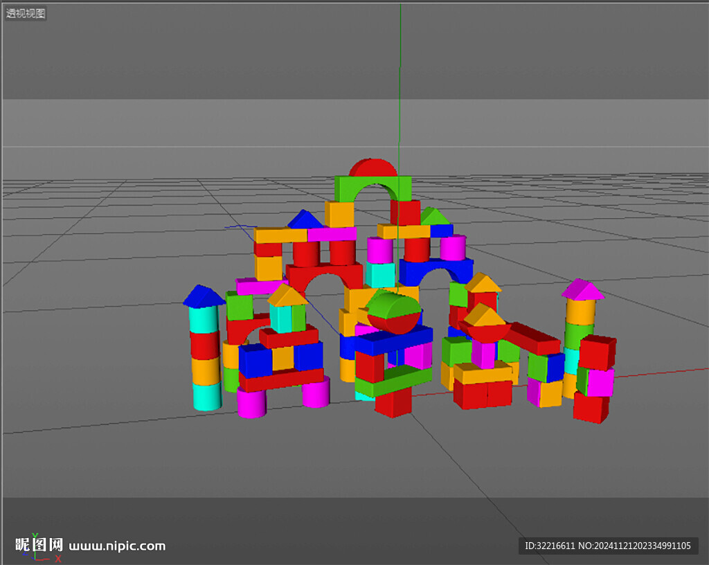 积木炫酷五颜六色3d立体