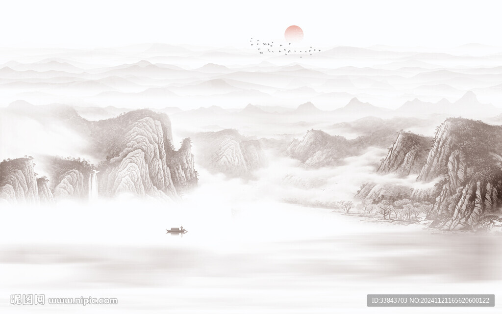 新中式水墨山水画