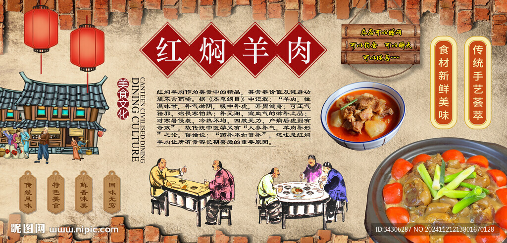 红焖羊肉背景墙