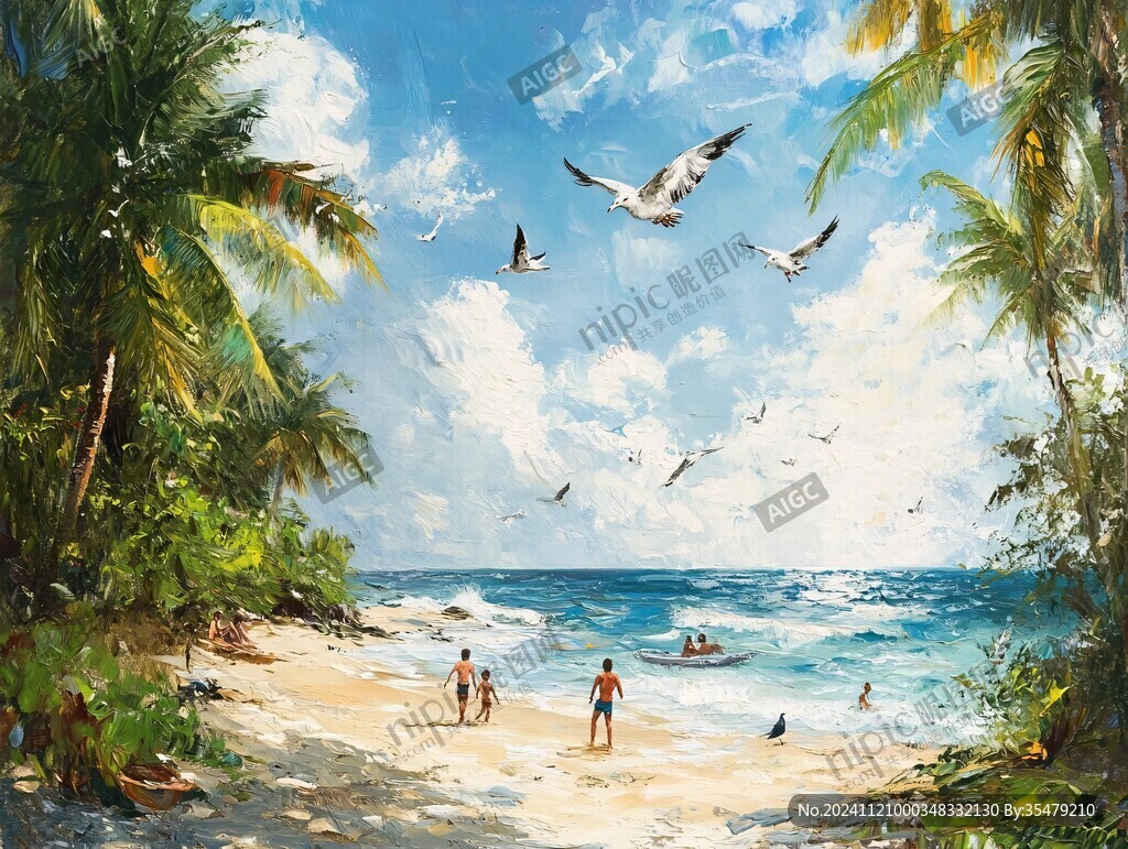 海滩风景画