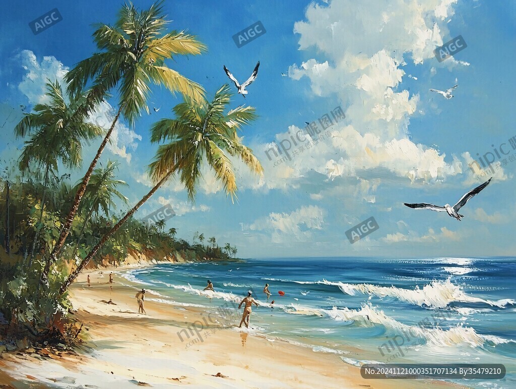 海滩风景画