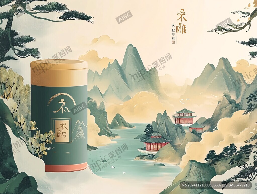 茶叶罐包装插画