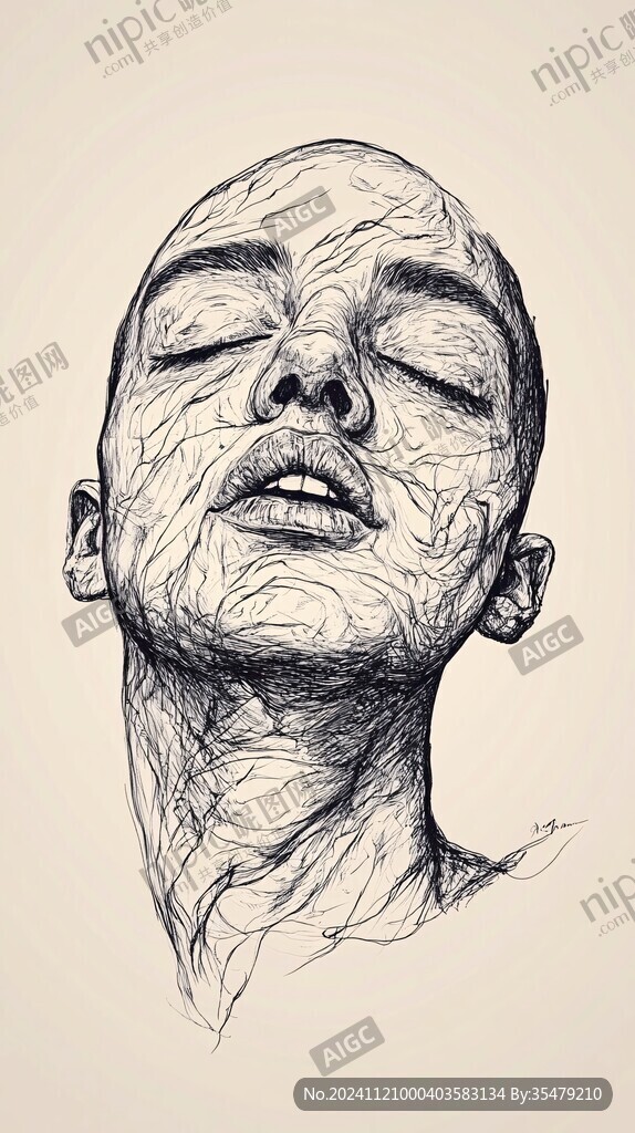 扭曲人像插画