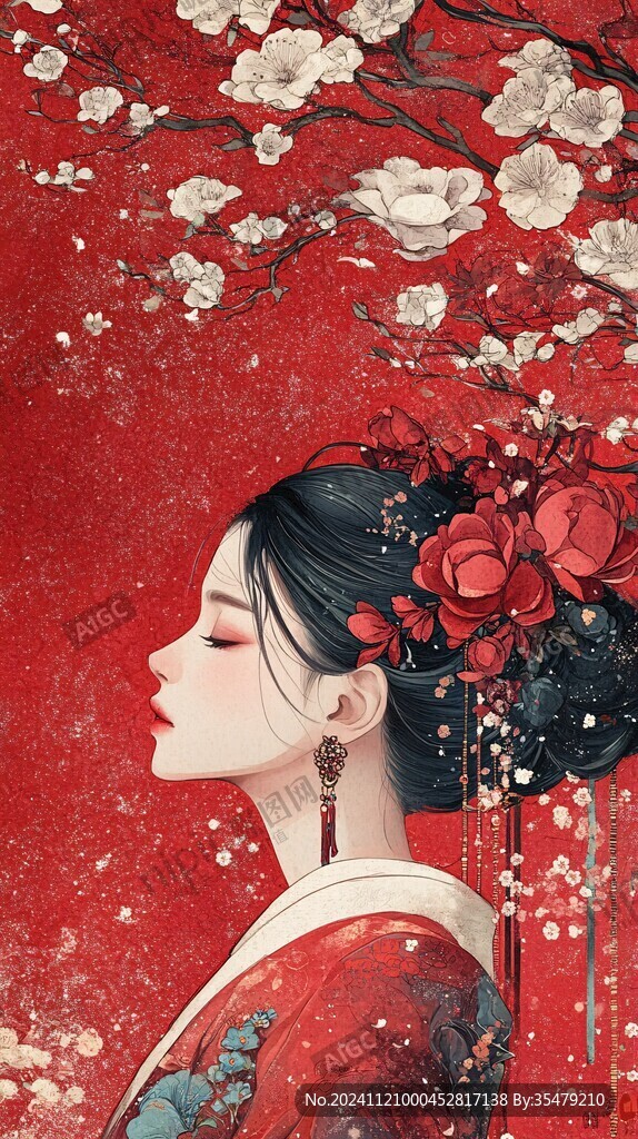 红衣少女设计古风