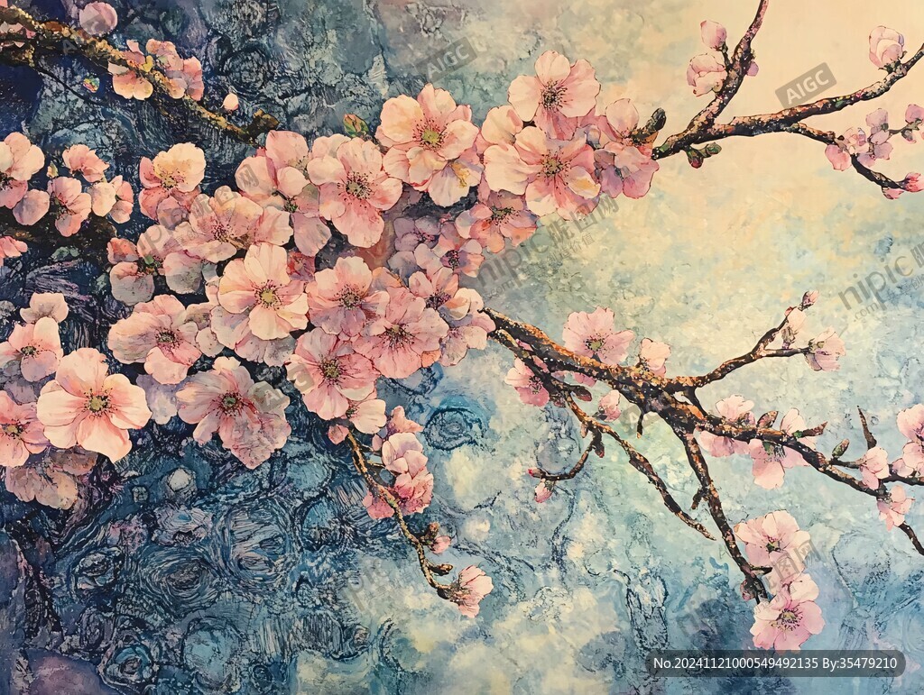 樱花油画