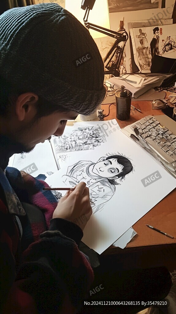 画速写的少年