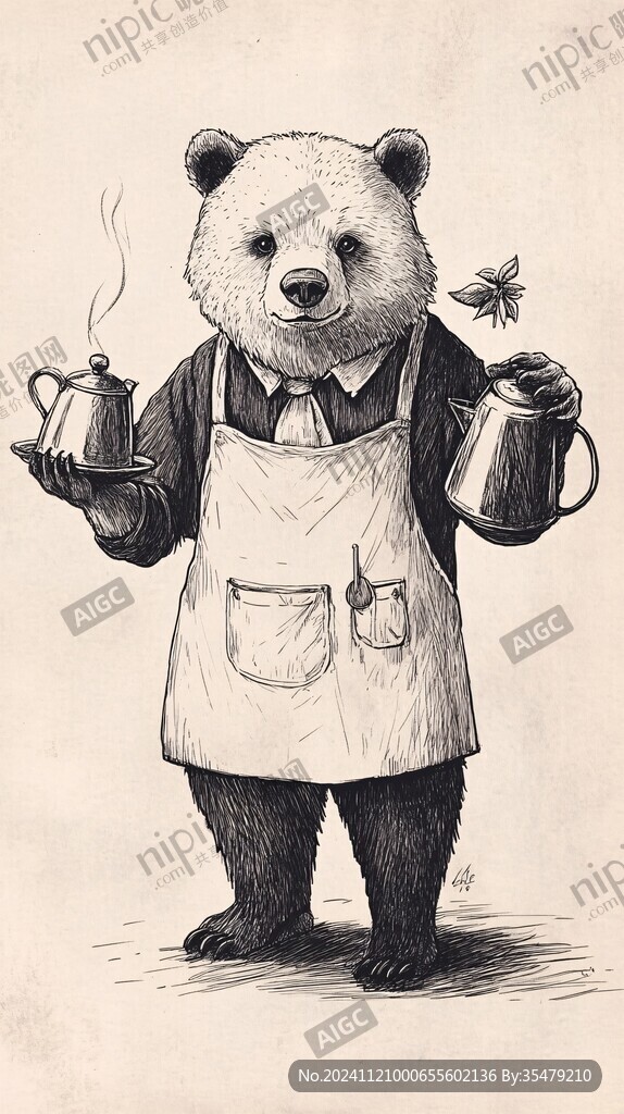 熊猫茶叶插画