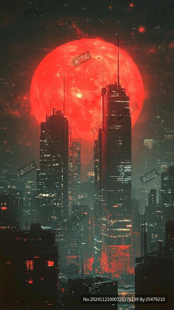 月光下的城市插画