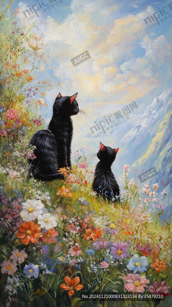 黑猫油画