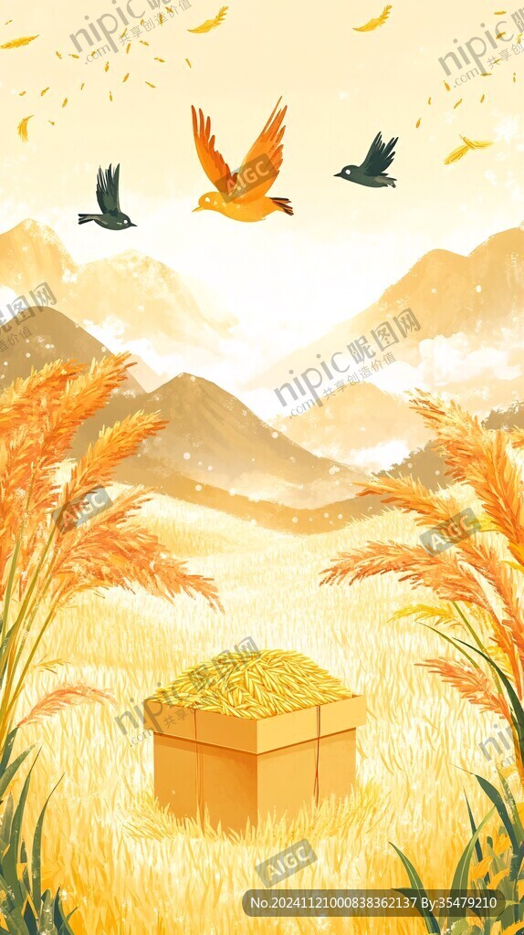 大米礼盒插画