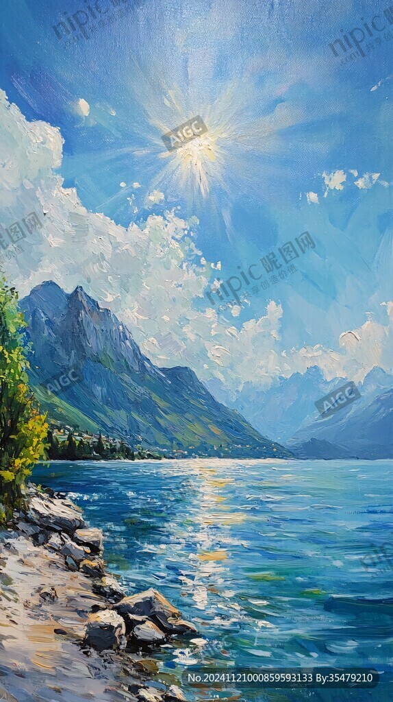 水天一色油画