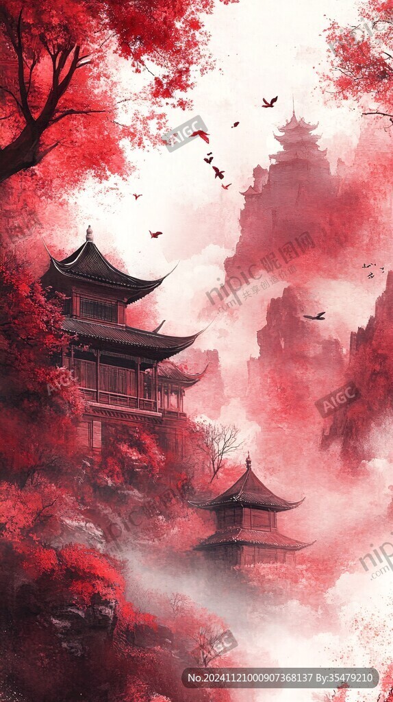 楼阁仙景插画
