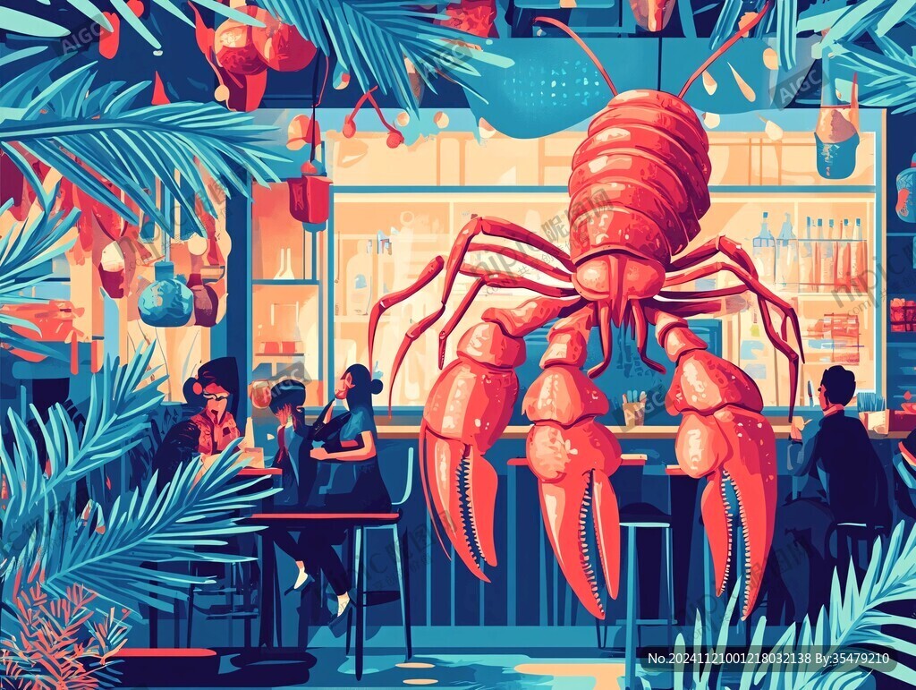 虾餐厅插画