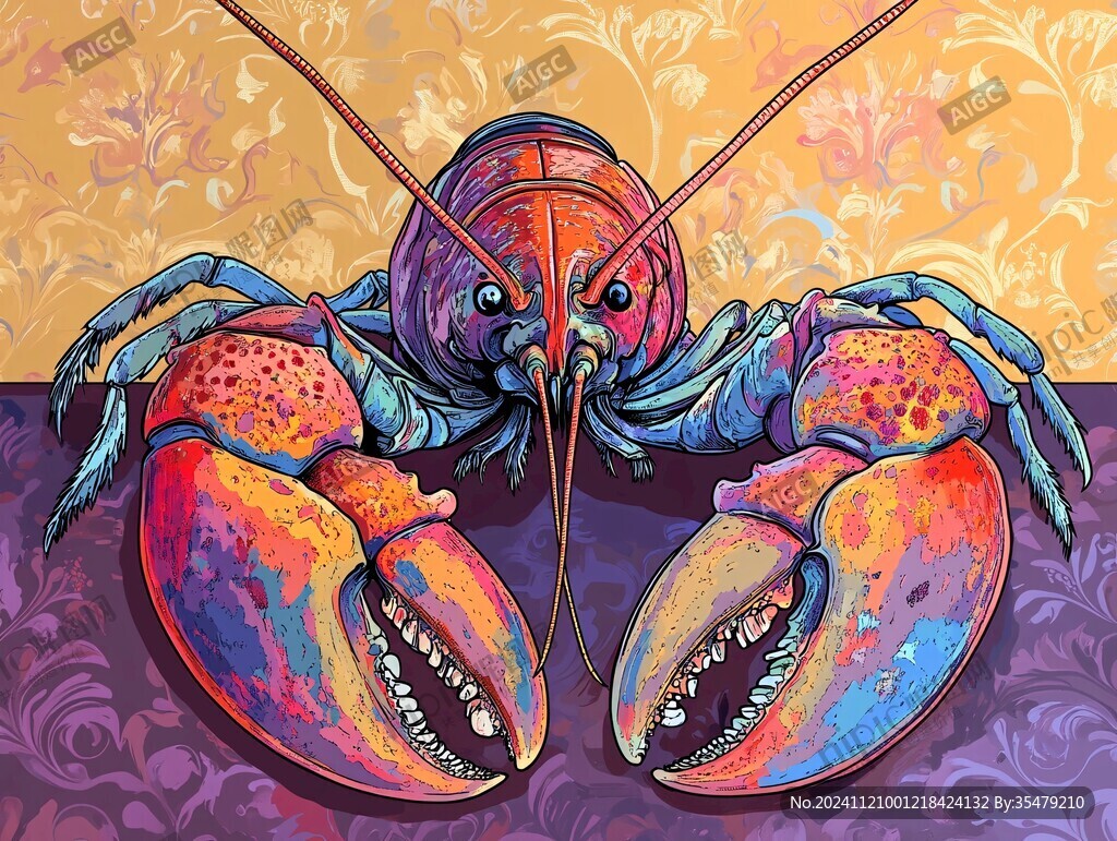 龙虾主题插画
