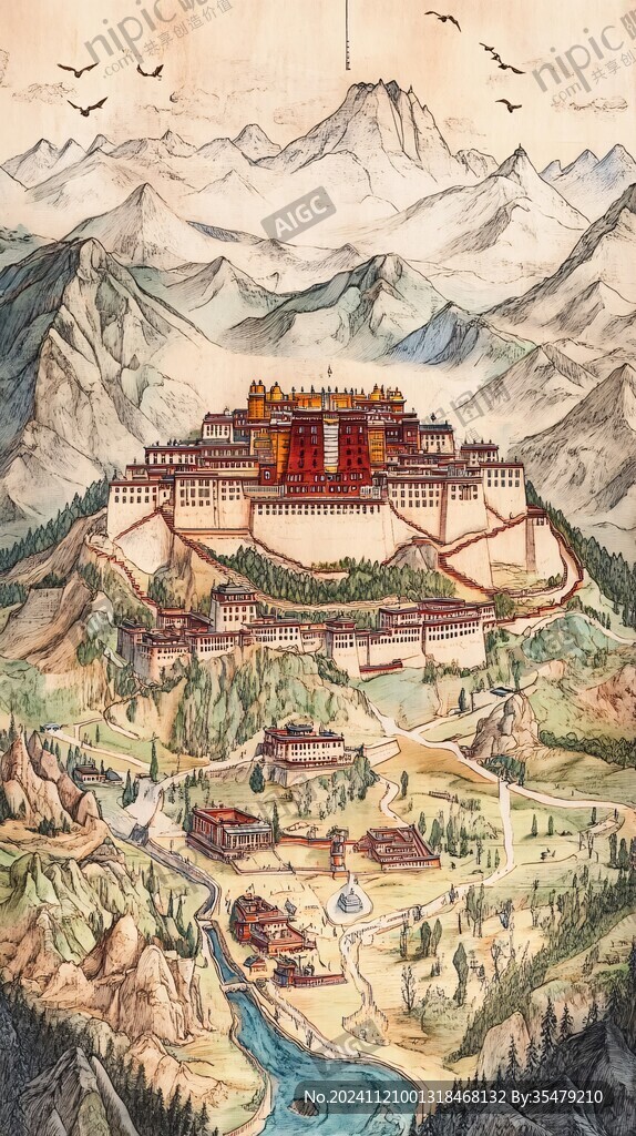 布达拉宫插画