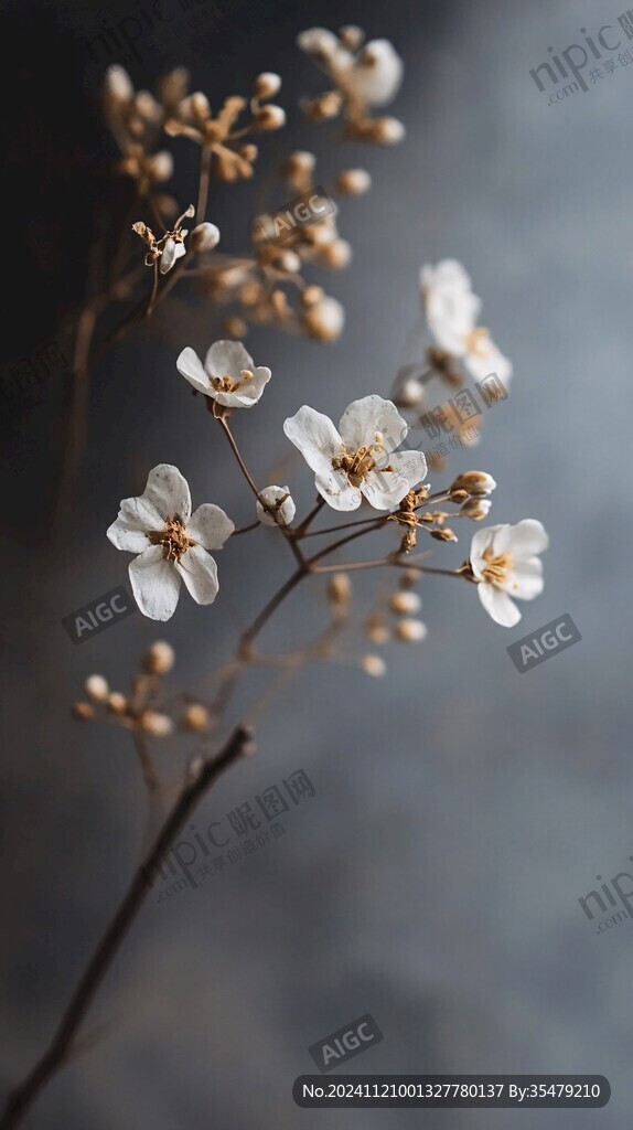 蓝底李花
