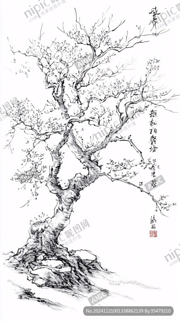 梅花海报线稿