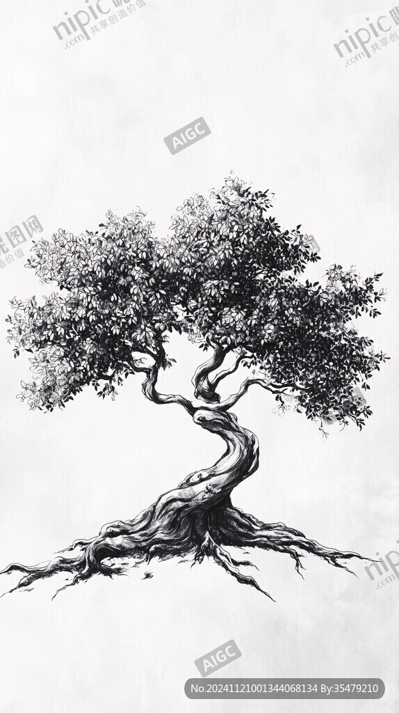 植物黑白树木枯树