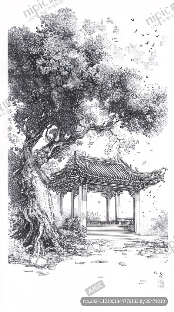 拙政园钢笔画
