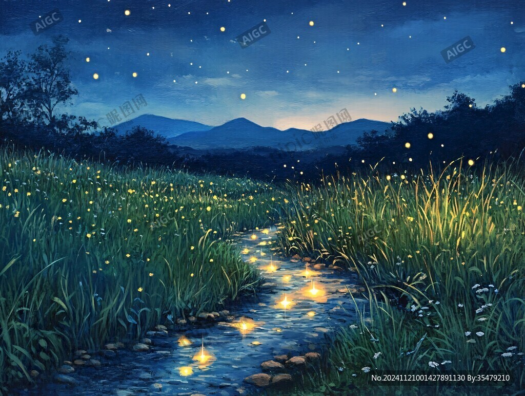 萤火虫之夜插画海报