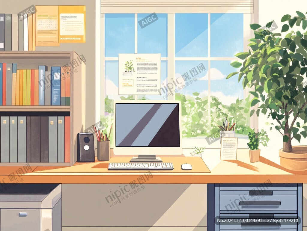 书桌插画