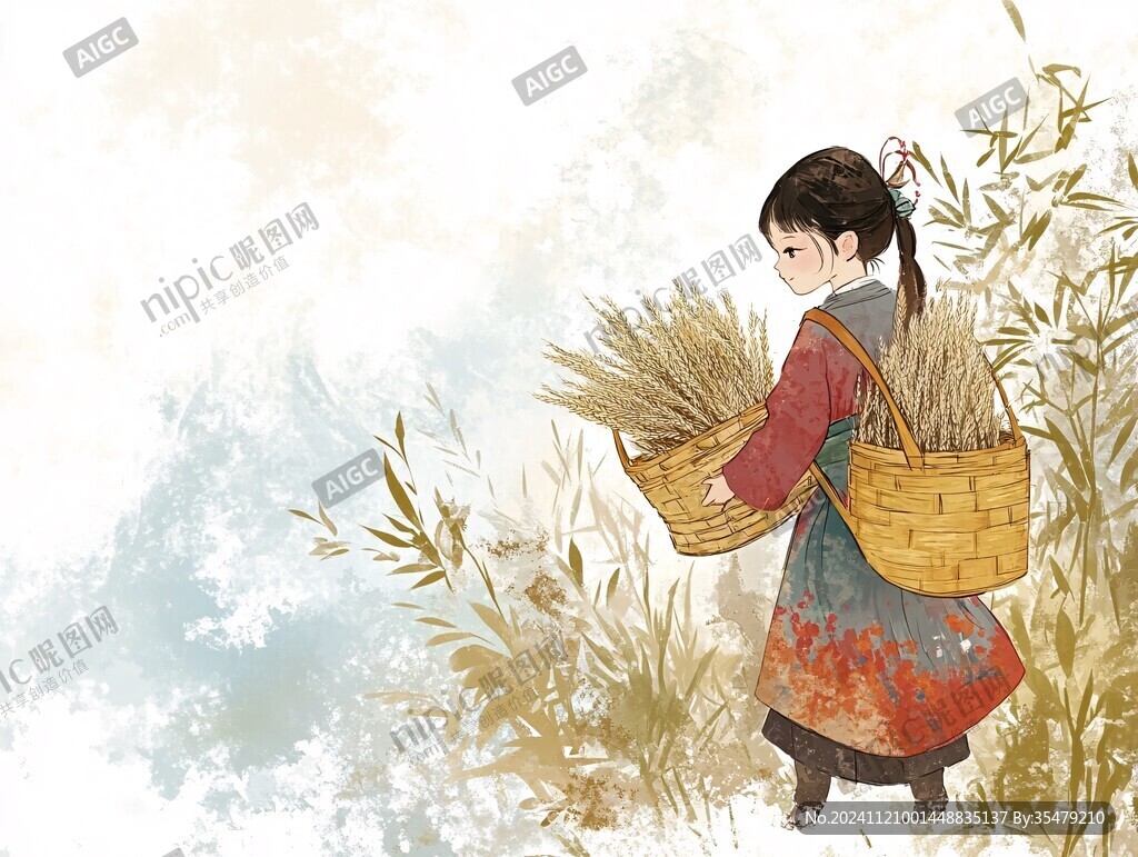 打谷插画