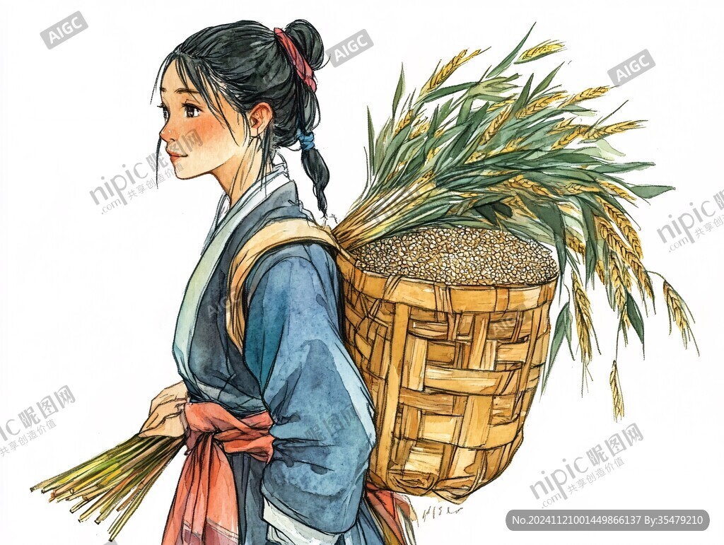 农家女插画