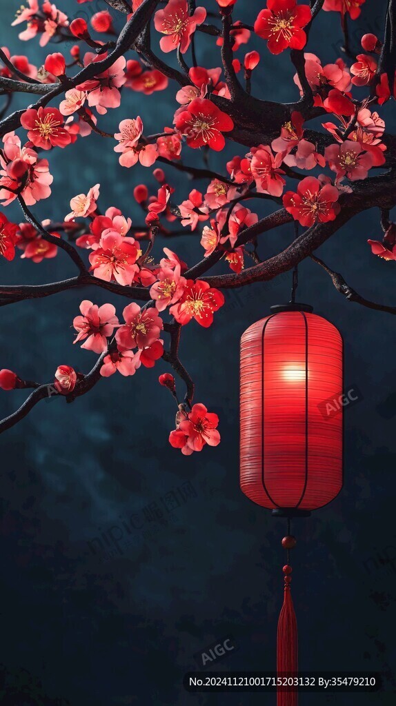 梅花与灯笼