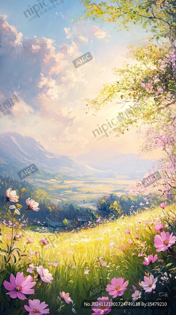 唯美梦幻花田场景