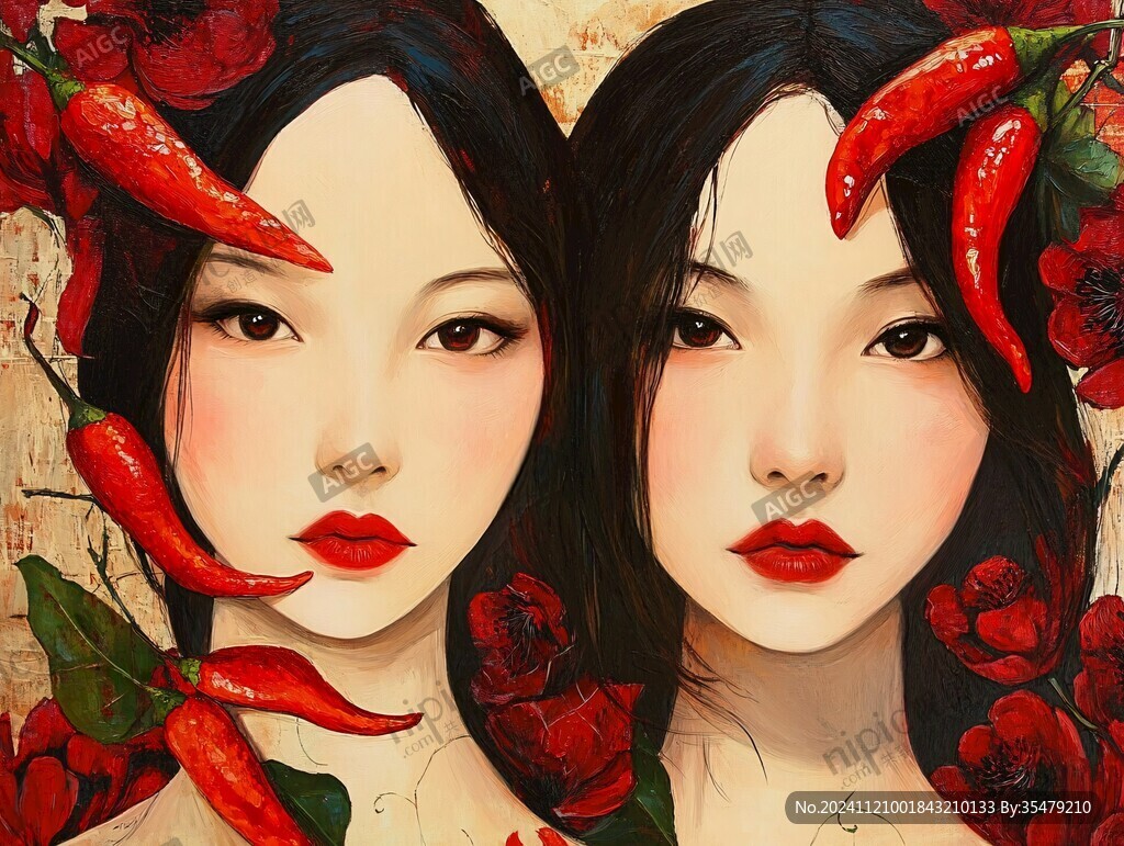 美女小龙虾插画