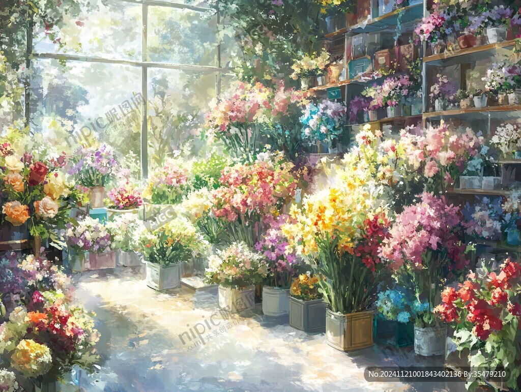 花店橱窗花店全景