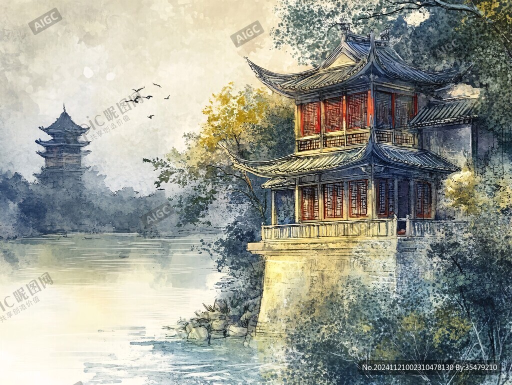 古亭水彩画