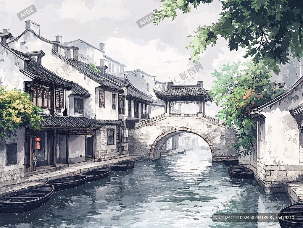古桥插画